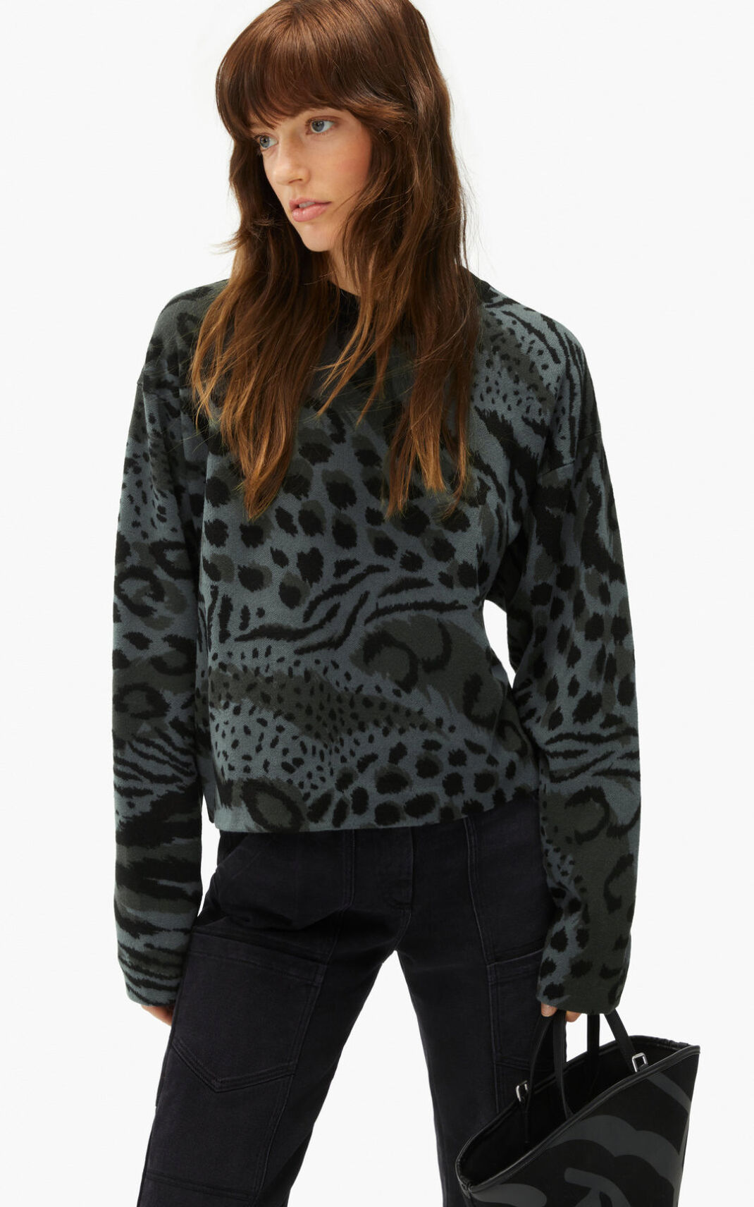 Kenzo Archive Leopard merino wool セーター レディース グレー - EGFWPL015